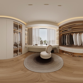 现代三层衣帽间全景