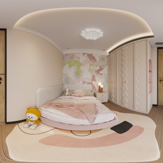 现代二楼女孩房全景