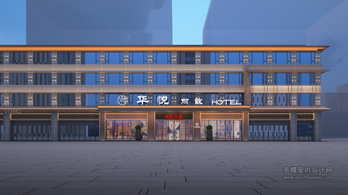酒店门头夜景透视2