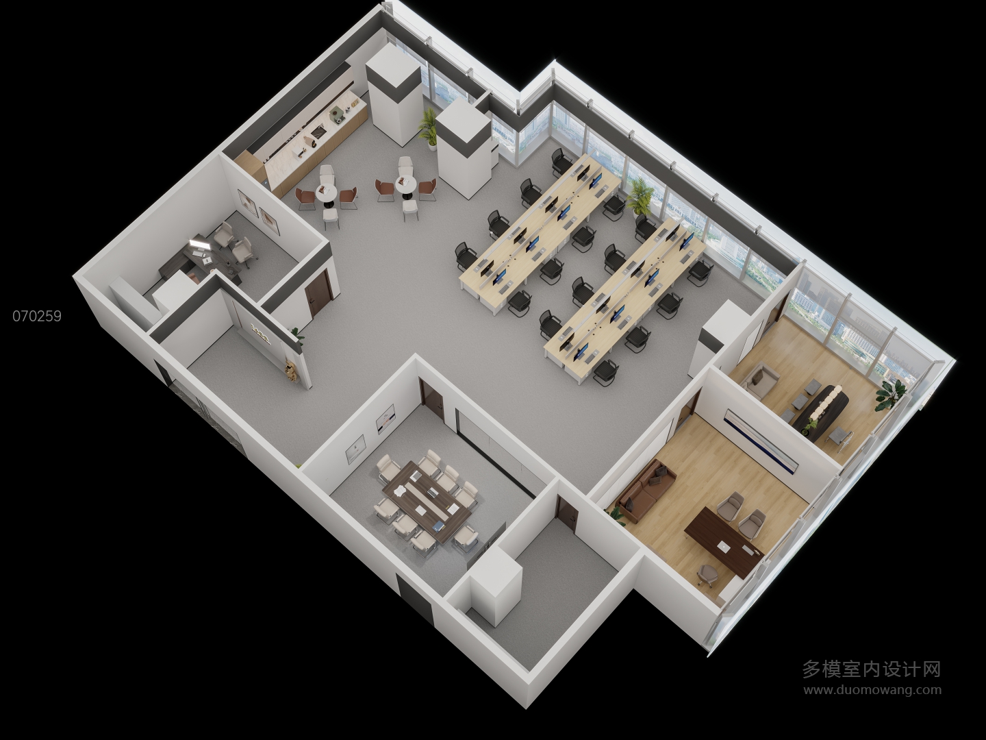 现代办公室鸟瞰