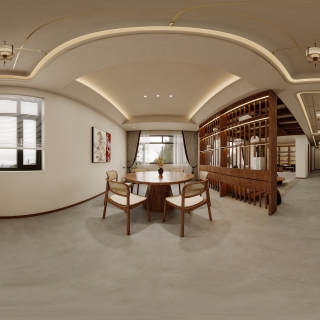 新中式一层餐厅全景