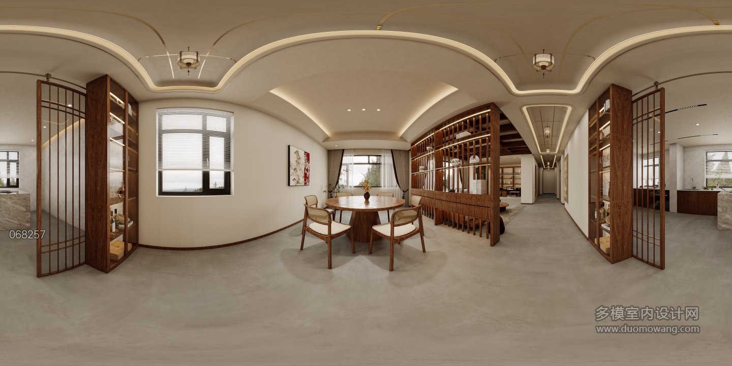 新中式一层餐厅全景
