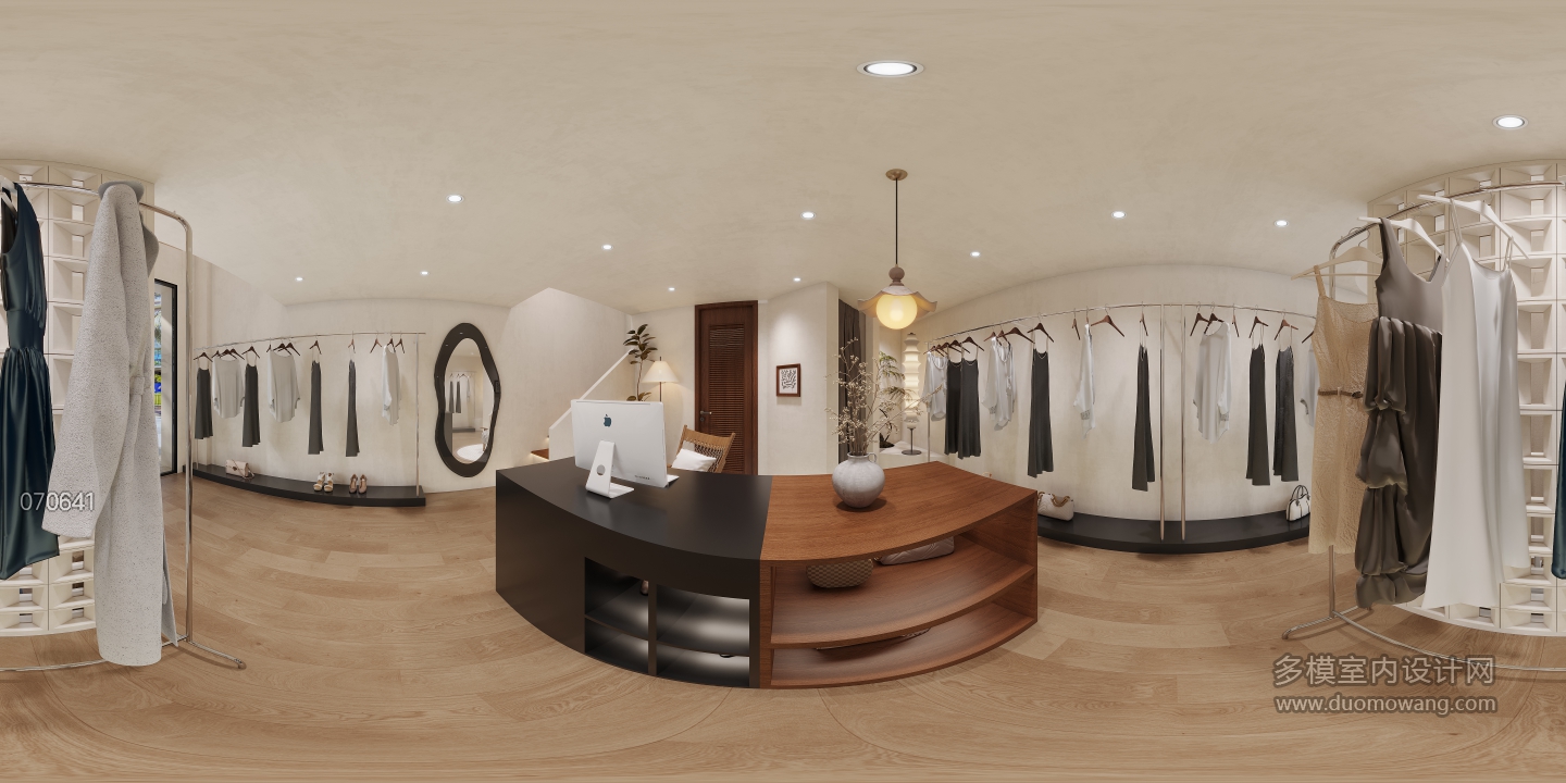现代服装店一层全景