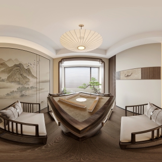 宋式美学棋牌室全景