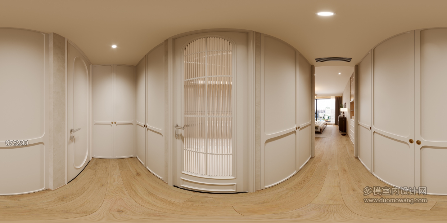 现代奶油衣帽间全景