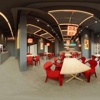 工业风烧烤店全景