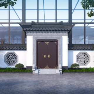 新中式庭院景观大门外观