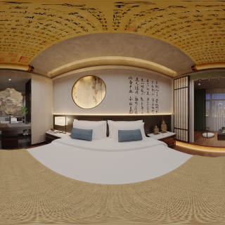 新中式大床房全景