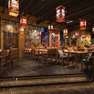 复古风酒吧餐区1