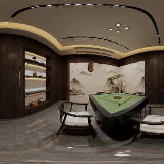新中式棋牌室全景