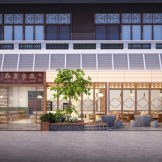 云吞面门头透视