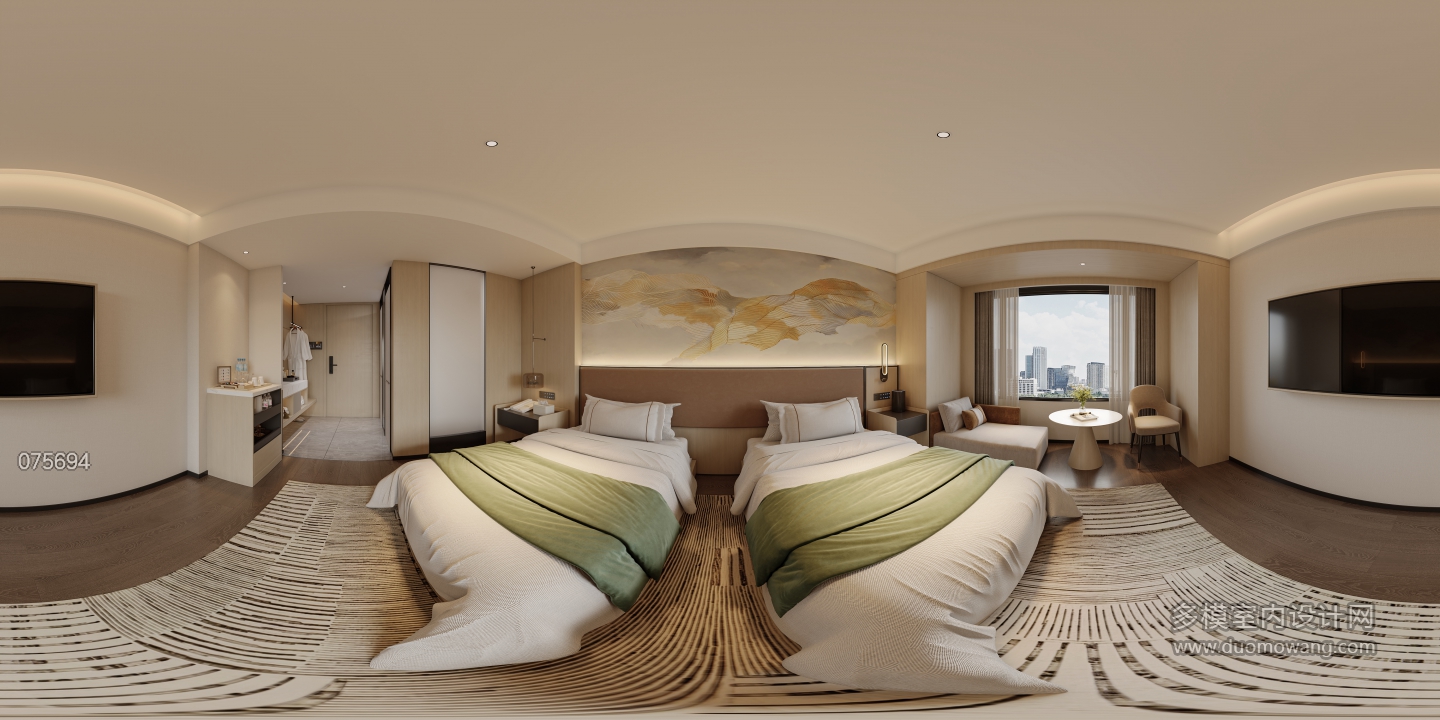 现代 双人房 全景