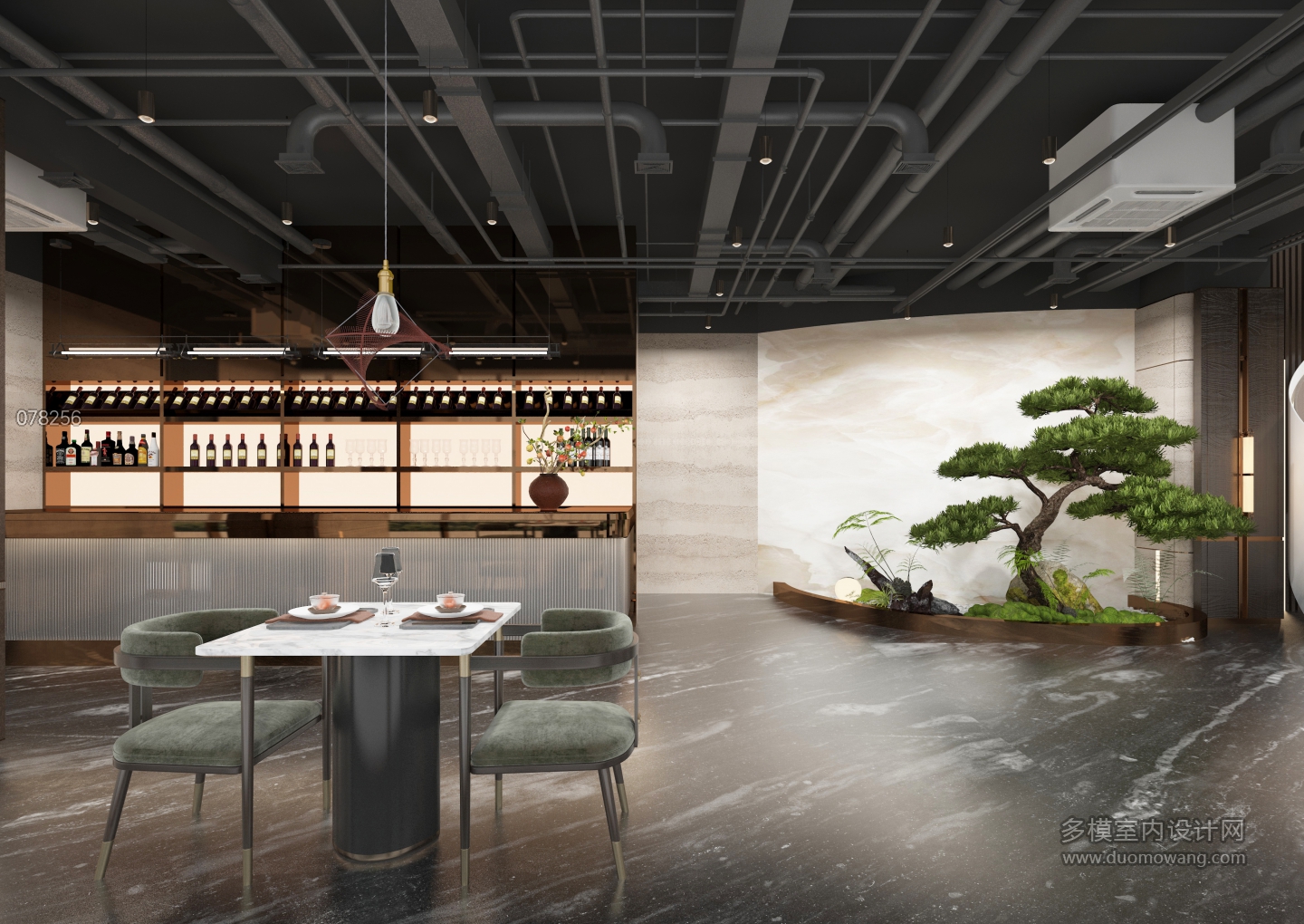 轻奢新中式中餐厅大厅-1