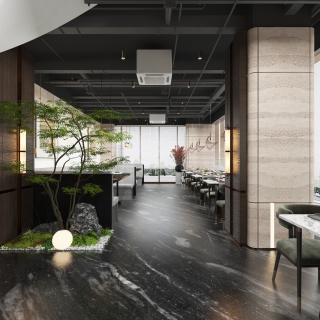 轻奢新中式中餐厅大厅-2