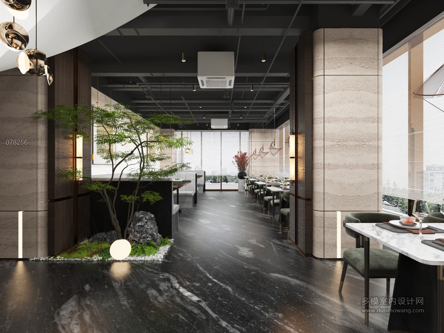 轻奢新中式中餐厅大厅-2