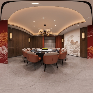 中式隔断包房二全景1