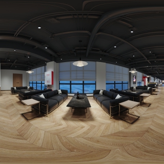 现代棋牌室休息区全景