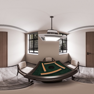 现代风格负一楼棋牌室全景