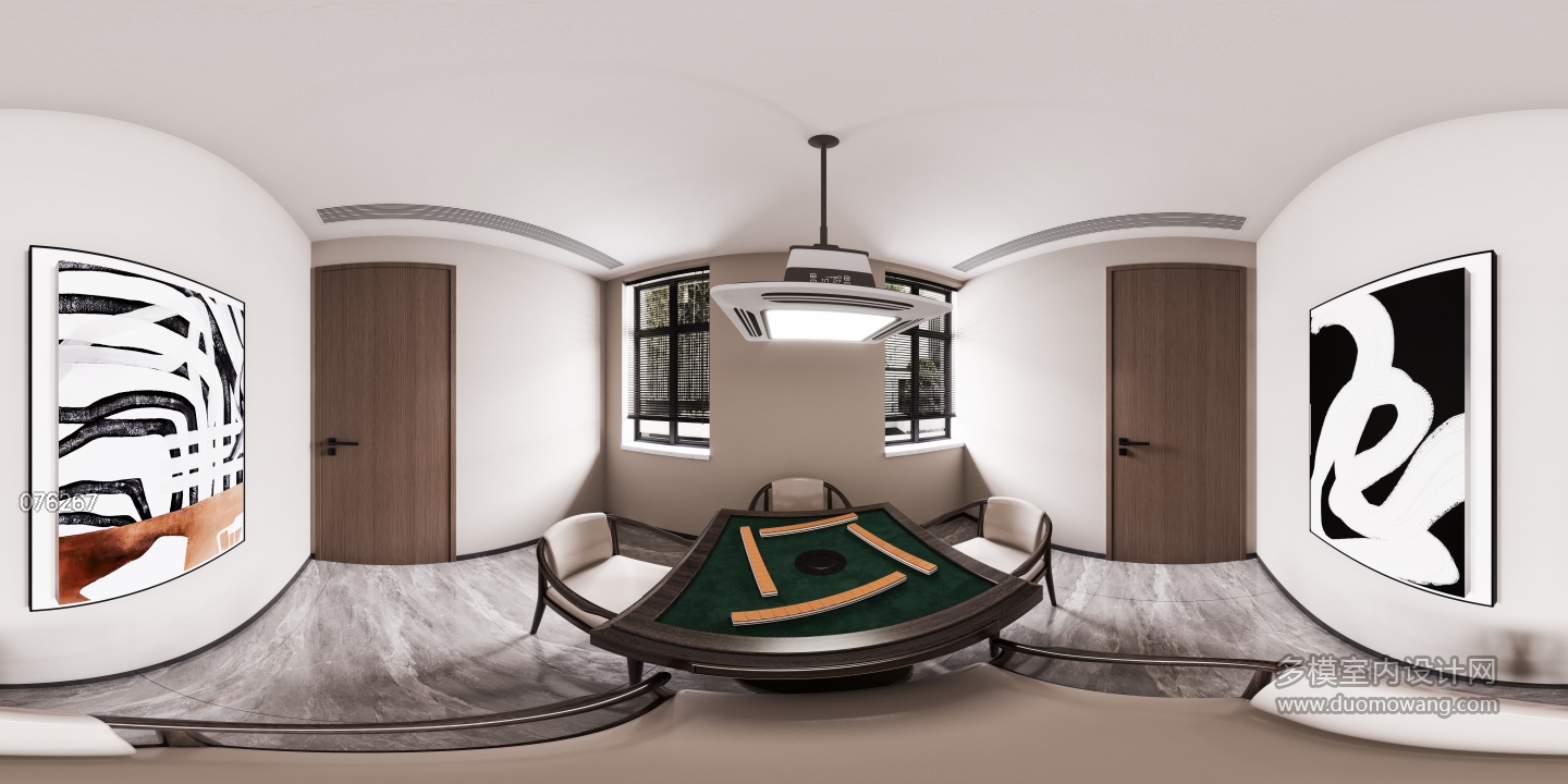 现代风格负一楼棋牌室全景