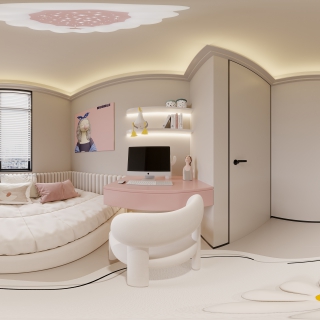 现代女孩房全景