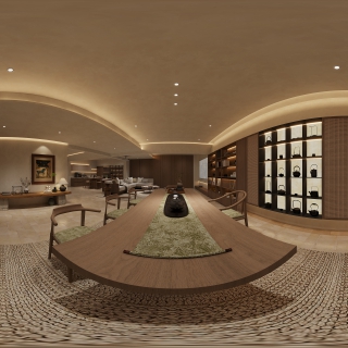 中古风负一楼茶室全景