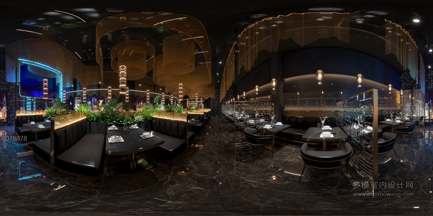 现代工业餐厅散区360