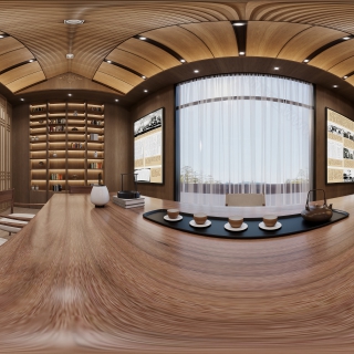 现代展厅茶室全景