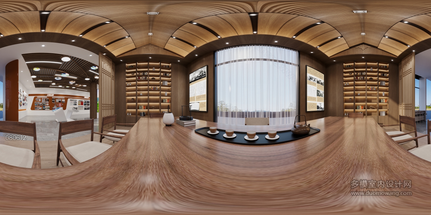 现代展厅茶室全景