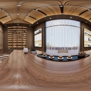 现代展厅茶室全景