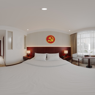 现代客房单人床全景