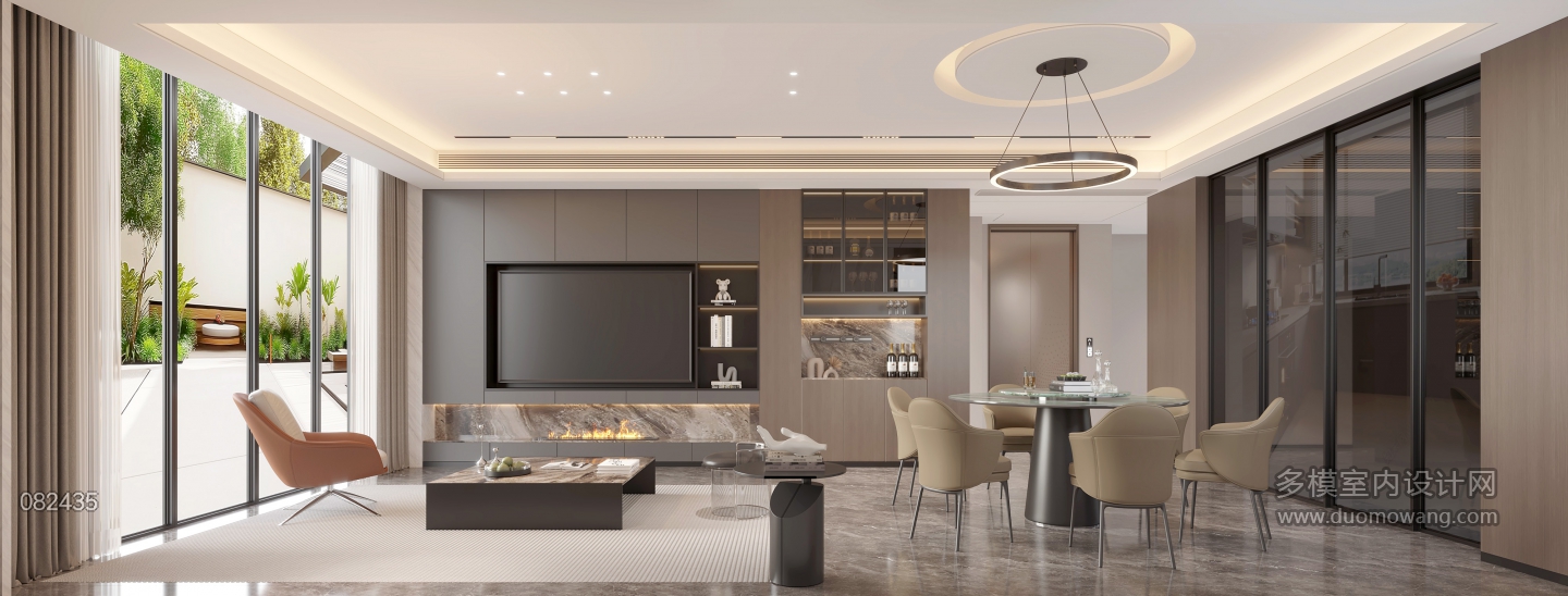 现代客厅电视墙特写