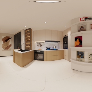 现代奶油全屋全景 (4)