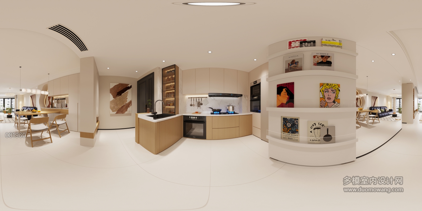 现代奶油全屋全景 (4)