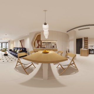 现代奶油全屋全景 (14)