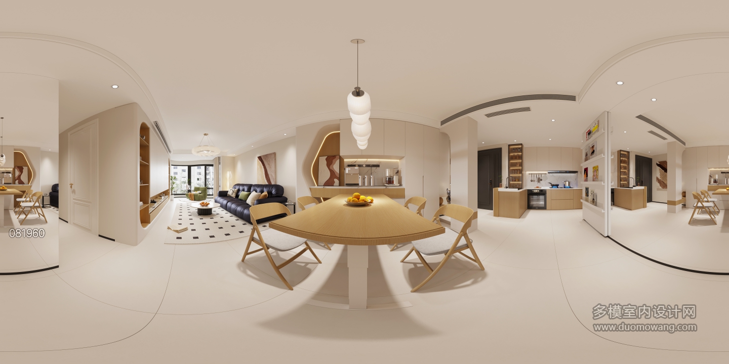 现代奶油全屋全景 (14)