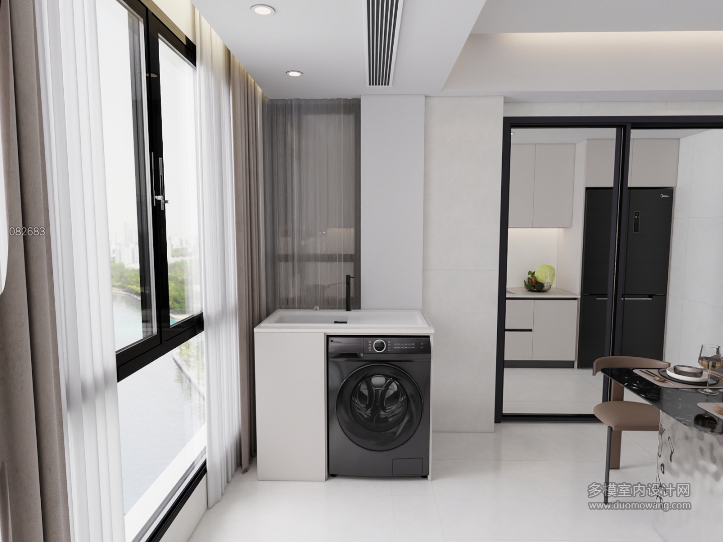 现代洗衣机柜