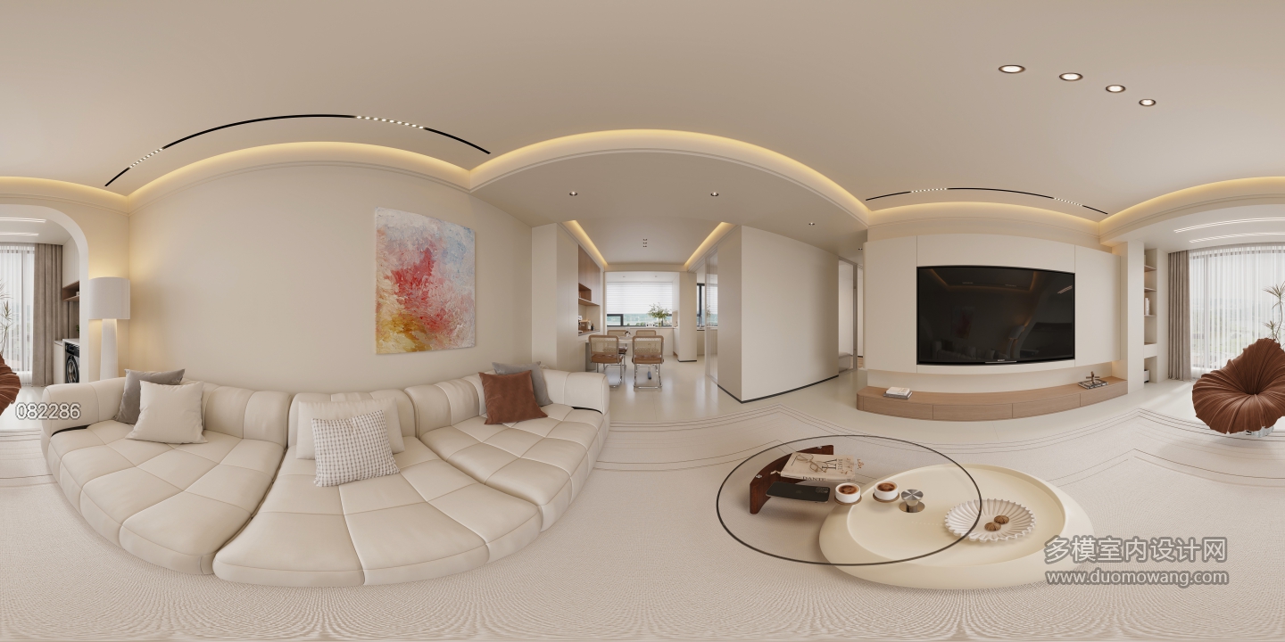 奶油客厅全景
