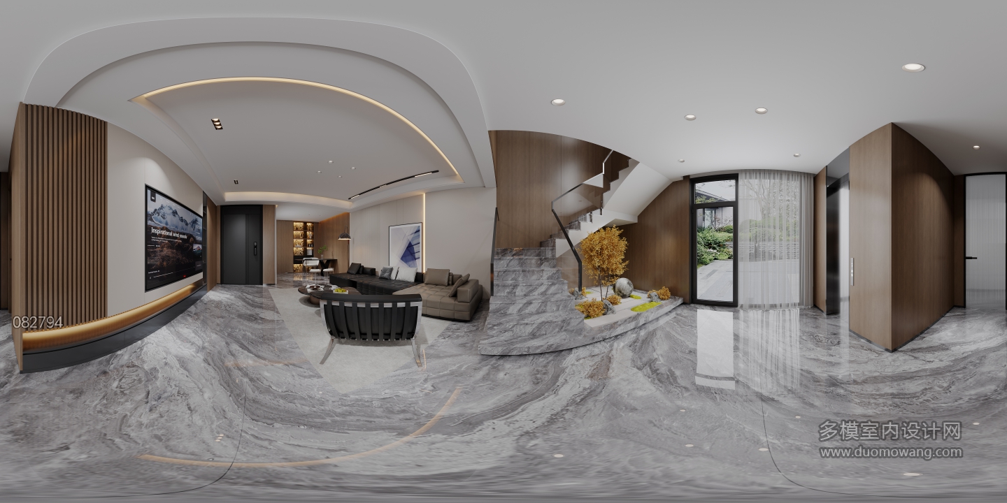 现代一层楼梯全景
