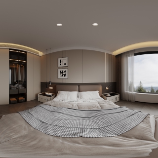 现代二层主卧全景