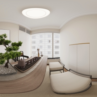 现代奶油全屋全景 (2)