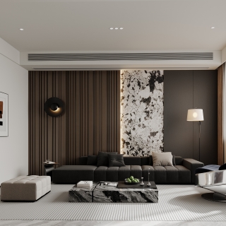 现代一层客厅沙发背景墙
