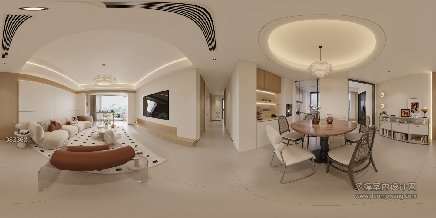 现代原木客厅全景