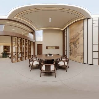 宋式美学负二茶室全景