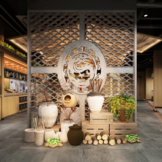新中式餐厅大厅静态c