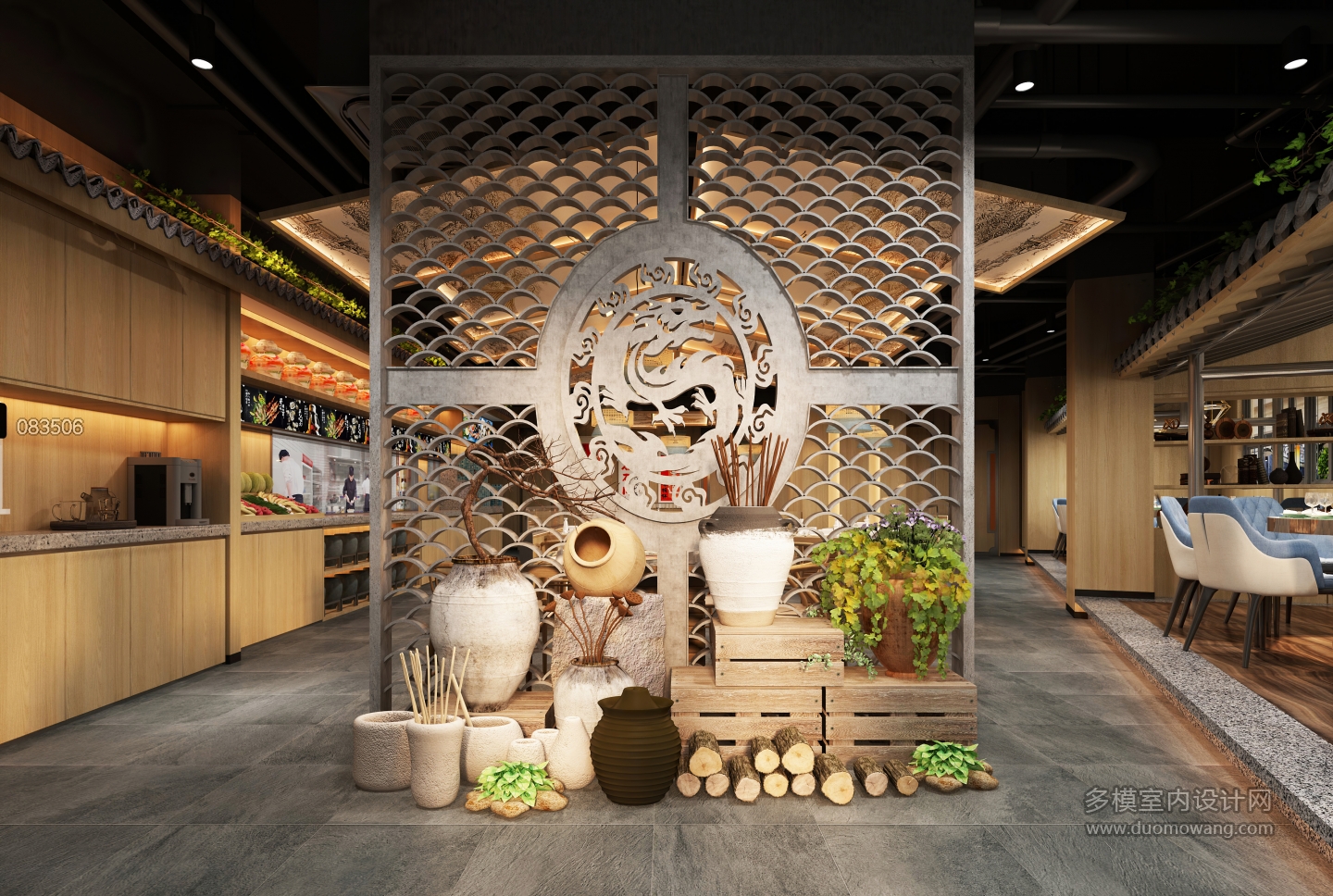 新中式餐厅大厅静态c