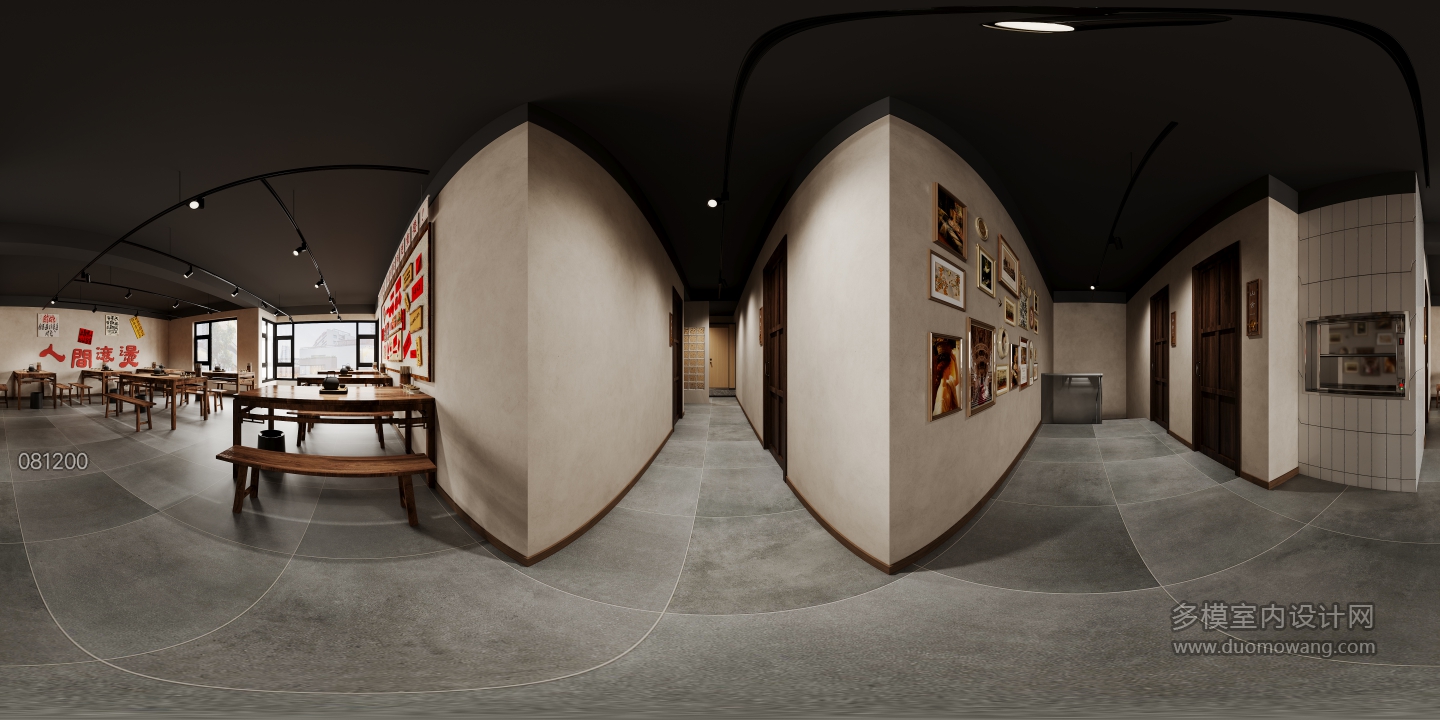 现代复古餐厅二层全景