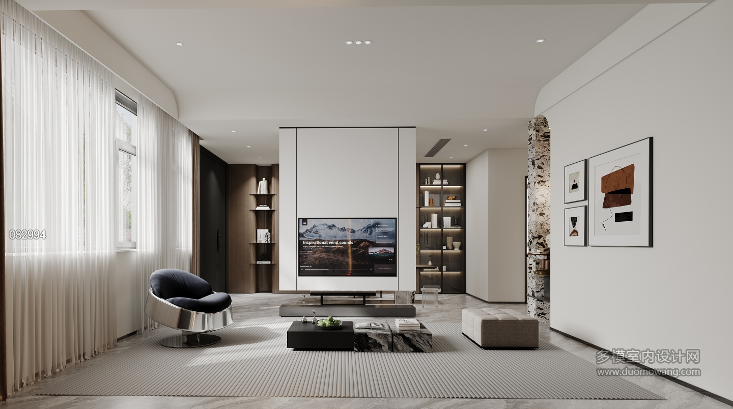 现代一层客厅电视背景墙