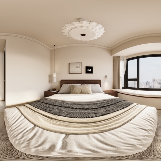 现代中古卧室01-全景