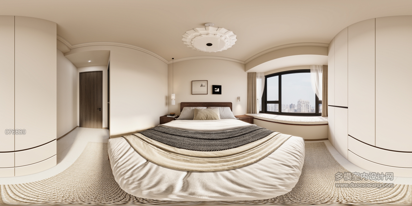 现代中古卧室01-全景