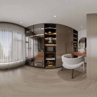 现代二层主卧衣帽间全景